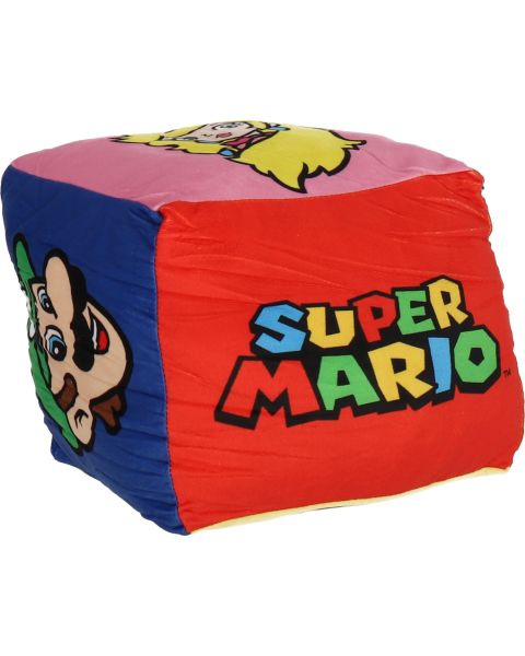 Coussin cube Super Mario 20x20 cm multicolore bleu, rouge et jaune - Mode en Web