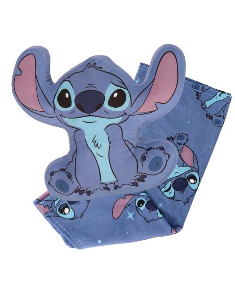 Coussin décoratif Stitch Disney bleu 2-en-1 avec plaid intégré - Mode en Web