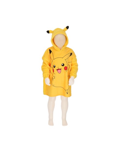 Pull plaid à capuche molletonné Pikachu Pokémon - 100% Polyester - 220 GSM - Jaune