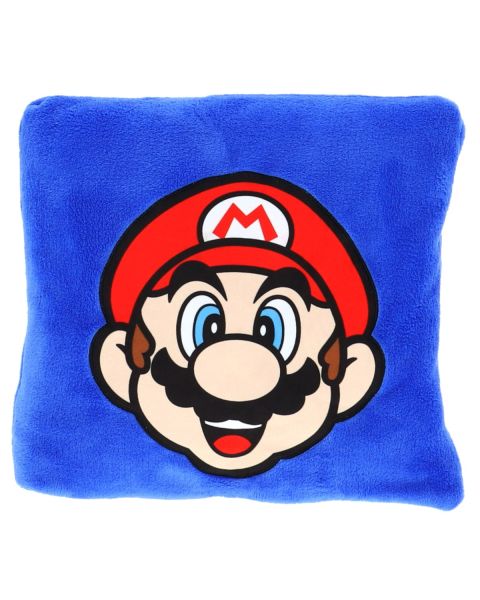 Coussin Plaid 2 en 1 Mario 140x100 cm - 100% Polyester - Bleu