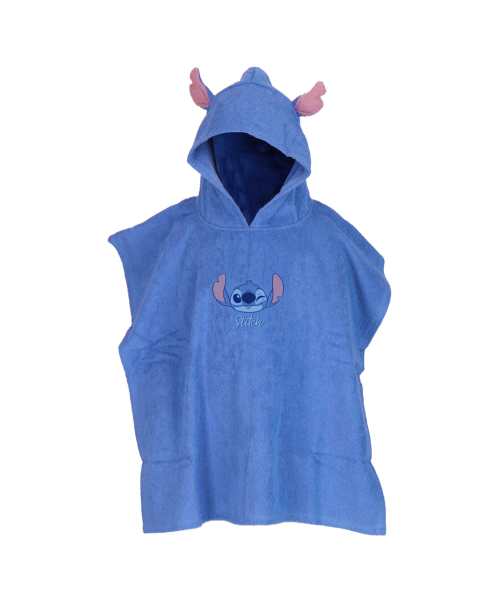 Poncho de bain enfant Stitch Disney bleu avec capuche oreilles 3D - Mode en Web