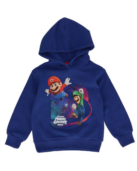 SUPER MARIO - Sweat à Capuche Enfant Super Mario Galaxy - Polycoton - Style Sportswear Décontracté - Molleton doux 240 GSM - Bleu Royal