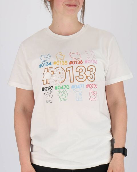 T-shirt manches courtes adulte Pokémon imprimé dos coloré Evoli évolutions prismatiques - 100% Coton - Blanc
