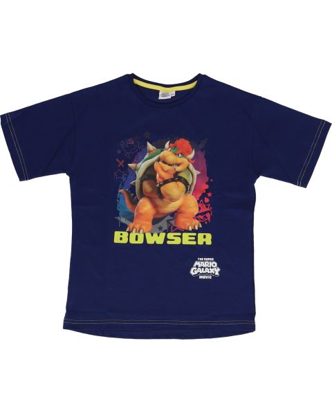 SUPER MARIO - T-Shirt Enfant Bowser Super Mario Galaxy - 100% Coton - Style Sportswear Décontracté - Jersey doux 160 GSM - Bleu Marine