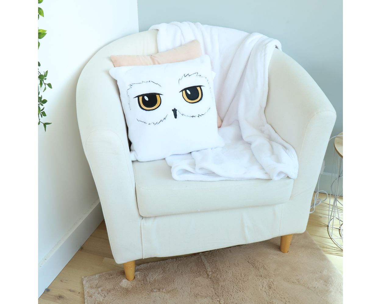 SAHINLER Créateur D'univers Harry Potter - Coussin 3D Hedwige - 100% Polyester - Blanc