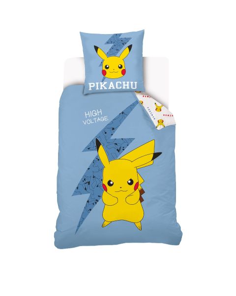 Housse de couette Pokémon Pikachu 140x200 cm + 1 taie d'oreiller 63x63 cm - 100% Coton - Bleu