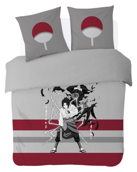 Housse de couette Naruto 2 personnes avec Sasuke et Itachi coloris gris et rouge - Mode en Web