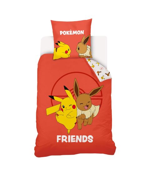 Housse de couette Pokémon Pikachu et Évoli 140x200 cm rose corail - Mode en Web