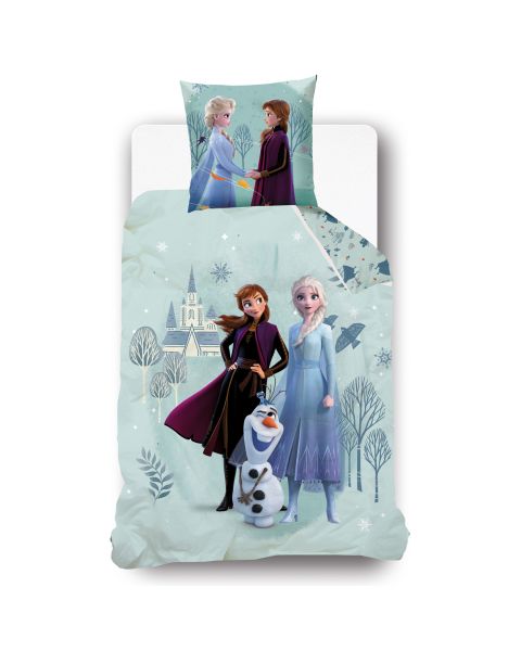 Housse de couette Disney La Reine des Neiges Elsa et Anna bleue 140x200 cm - Mode en Web