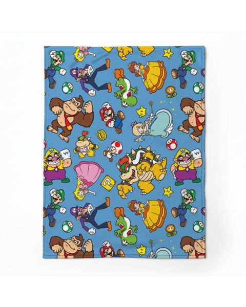 Plaid bleu Nintendo Mario et ses amis avec Luigi Yoshi Peach - Mode en Web