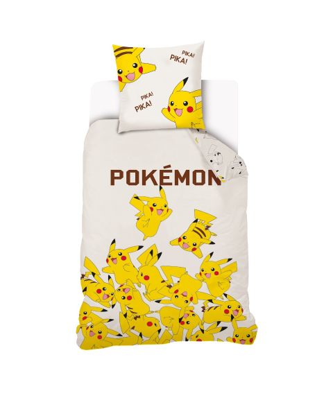 Housse de couette Pokémon Pikachu 140x200 cm écru 100% coton - Mode en Web