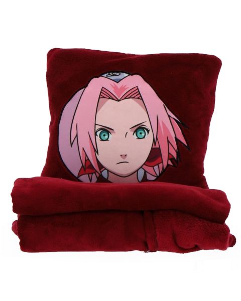 Coussin décoratif Sakura Haruno Naruto rouge avec plaid intégré - Mode en Web
