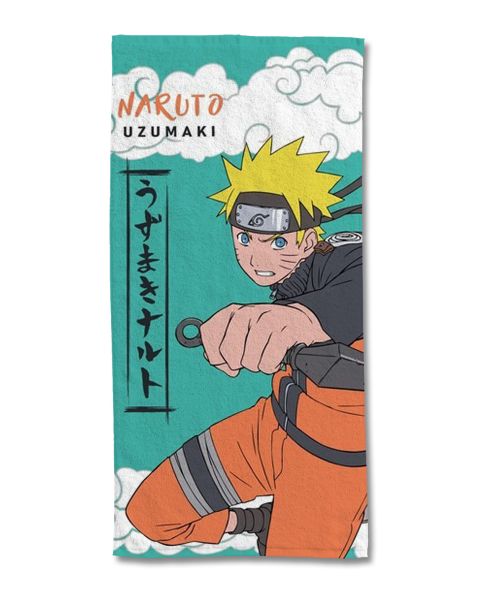Serviette de plage Naruto Uzumaki bleue 75x150 cm 100% coton - Mode en Web