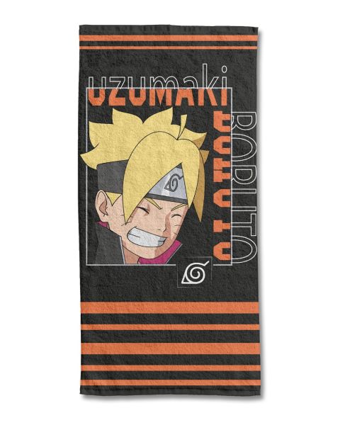 Serviette de plage Boruto Uzumaki 70x140 cm noire en 100% coton - Mode en Web