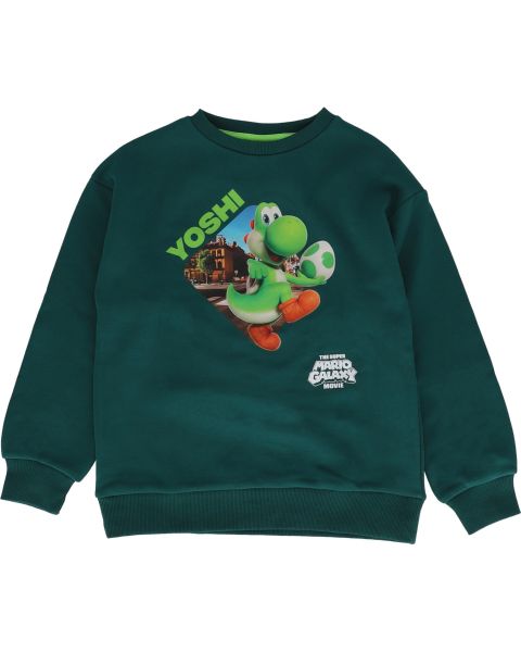SUPER MARIO - Sweat Enfant Yoshi Mario Galaxy - Polycoton - Style Sportswear Décontracté - Molleton doux 240 GSM - Vert Jungle