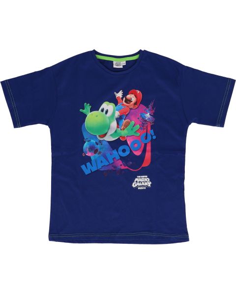 SUPER MARIO - T-Shirt Enfant Super Mario Galaxy et Yoshi - 100% Coton - Style Sportswear Décontracté - Jersey doux 160 GSM - Bleu Royal
