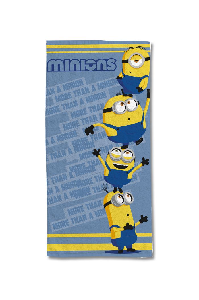 Serviette de plage Les Minions bleue 75x150 cm 100% coton - Mode en Web