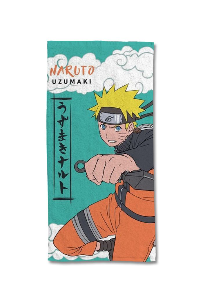Serviette de plage Naruto Uzumaki bleue 75x150 cm 100% coton - Mode en Web
