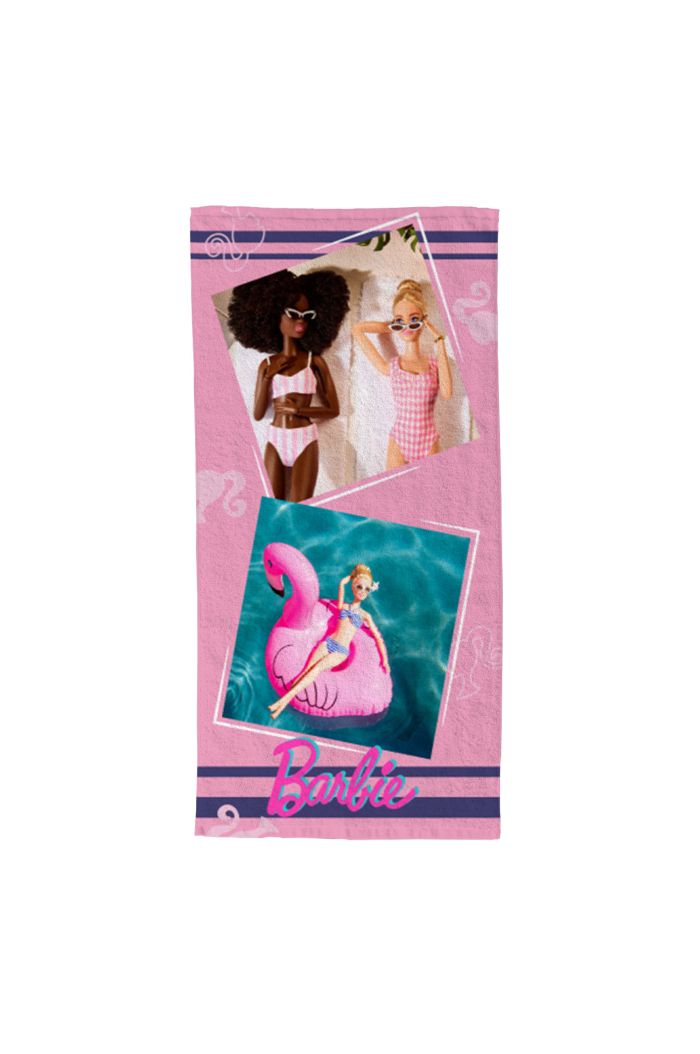 Serviette de plage Barbie détente 70x140 cm coloris rose - Mode en Web
