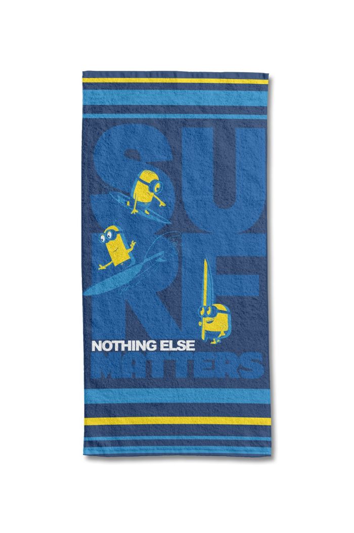 Serviette de plage Minions Universal 70x140 cm bleu marine en coton - Mode en Web