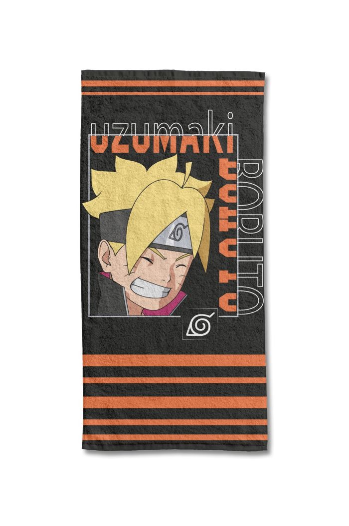 Serviette de plage Boruto Uzumaki 70x140 cm noire en 100% coton - Mode en Web