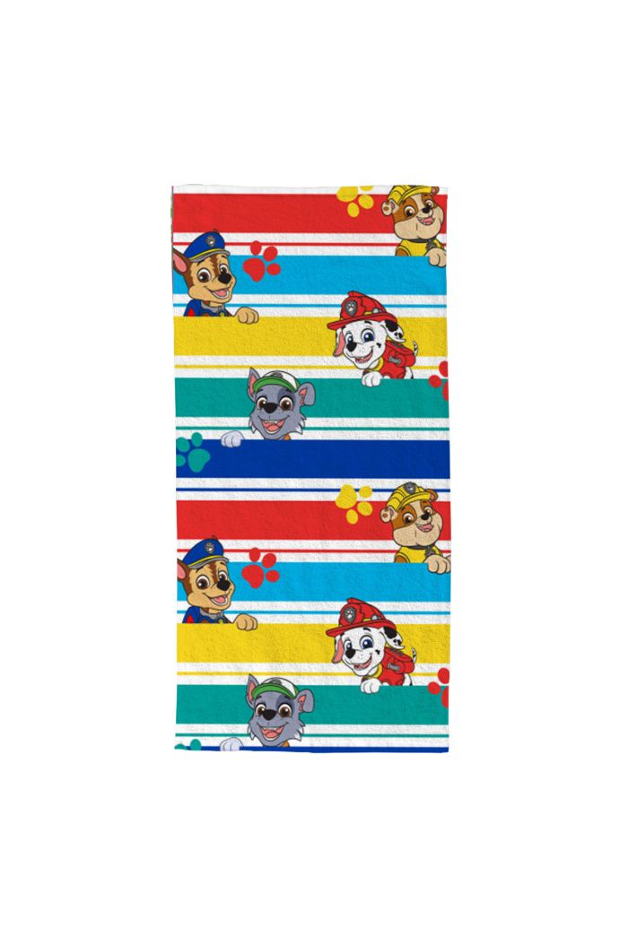 Serviette de plage Team Pat Patrouille à rayures 70x140 cm blanche - Mode en Web