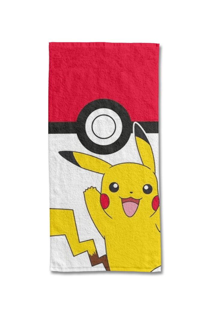 Serviette de plage Pokémon Pikachu et Pokéball 70x140 cm rouge et blanc - Mode en Web