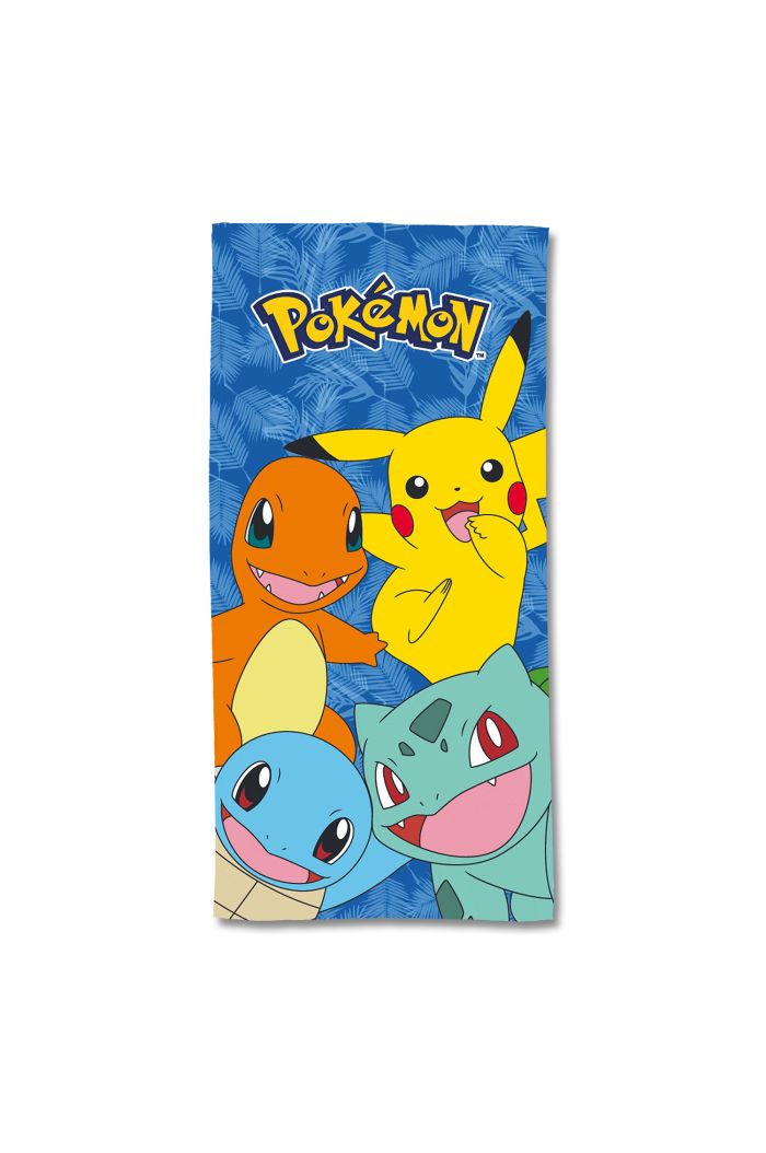 Serviette de plage Pokémon avec Pikachu Salamèche Bulbizarre et Carapuce bleu - Mode en Web